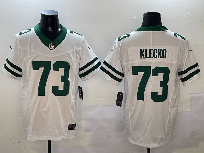 Men New York Jets #73 Klecko White Throwback three generations 2024 Nike Limited NFL Jersey style 2